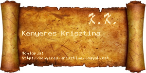Kenyeres Krisztina névjegykártya